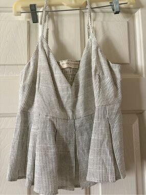 Stitch + Feather White Striped Spaghetti Strap Top